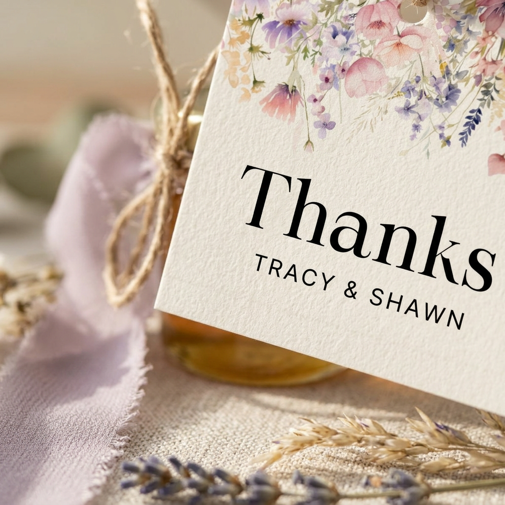 Wildflower Thank You Tag Template, Floral Wedding and Baby Shower Favor Tags, Printable Gift Tags, Editable Canva Template