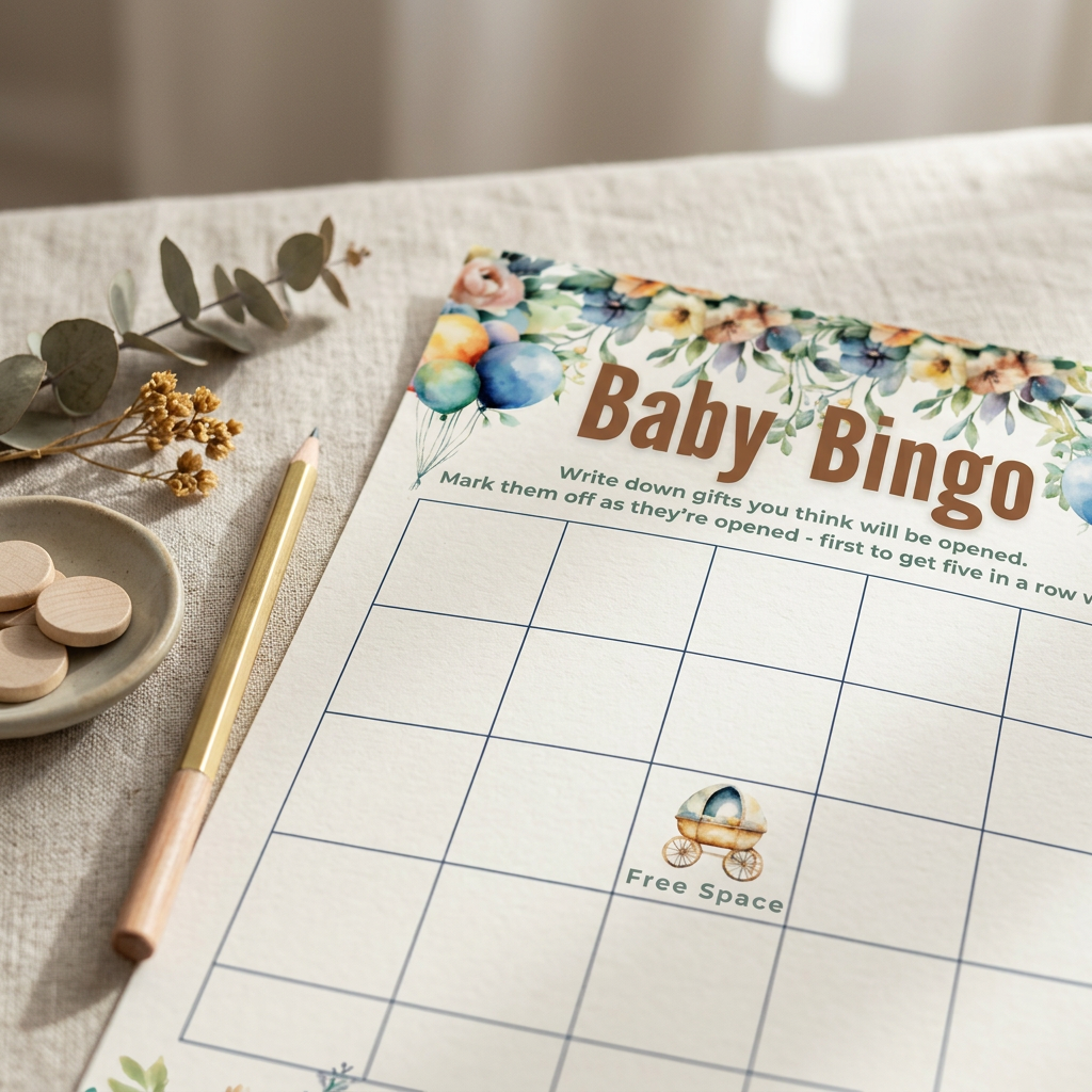 Boho Baby Shower Bingo Card Template, Floral Gift Bingo Game | Terracotta and Sage Green Baby Shower Activity, DIY Printable Bingo - Printable Party Invites