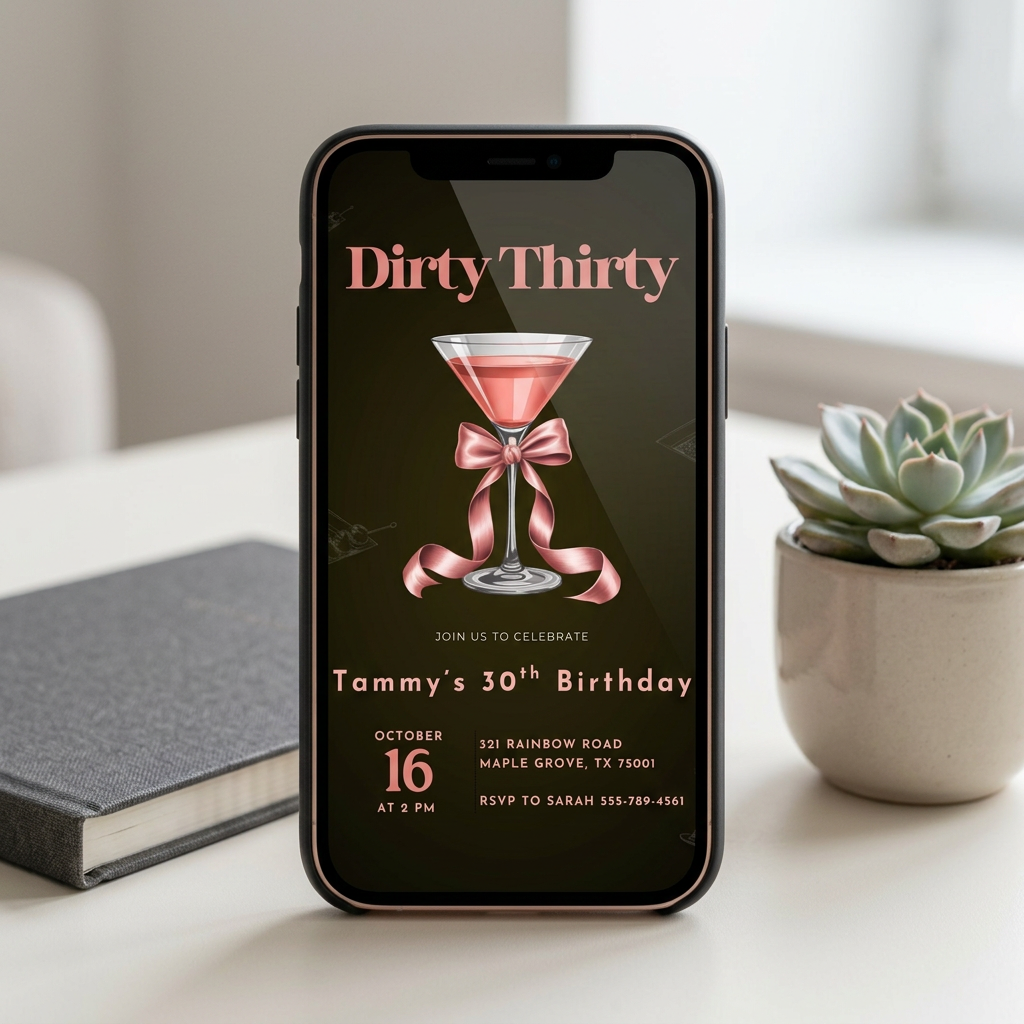 Dirty Thirty Birthday Invitation Template, Pink 30th Birthday Party Invite for Women, Editable Canva Template, Printable 5x7 Invitation