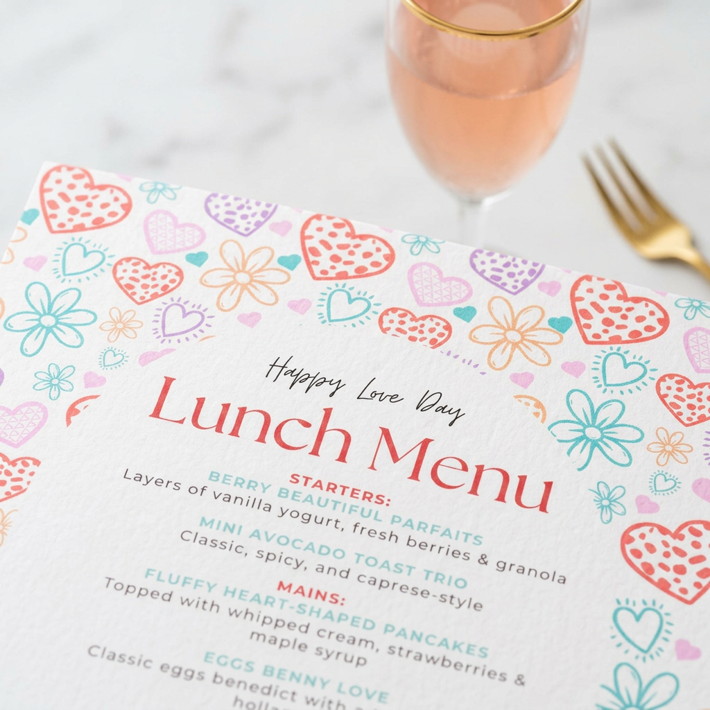 Galentine’s Day Brunch Invitation and Menu Template, Girls’ Valentine’s Party Invite, Editable Canva Templates, Printable 5x7 Set