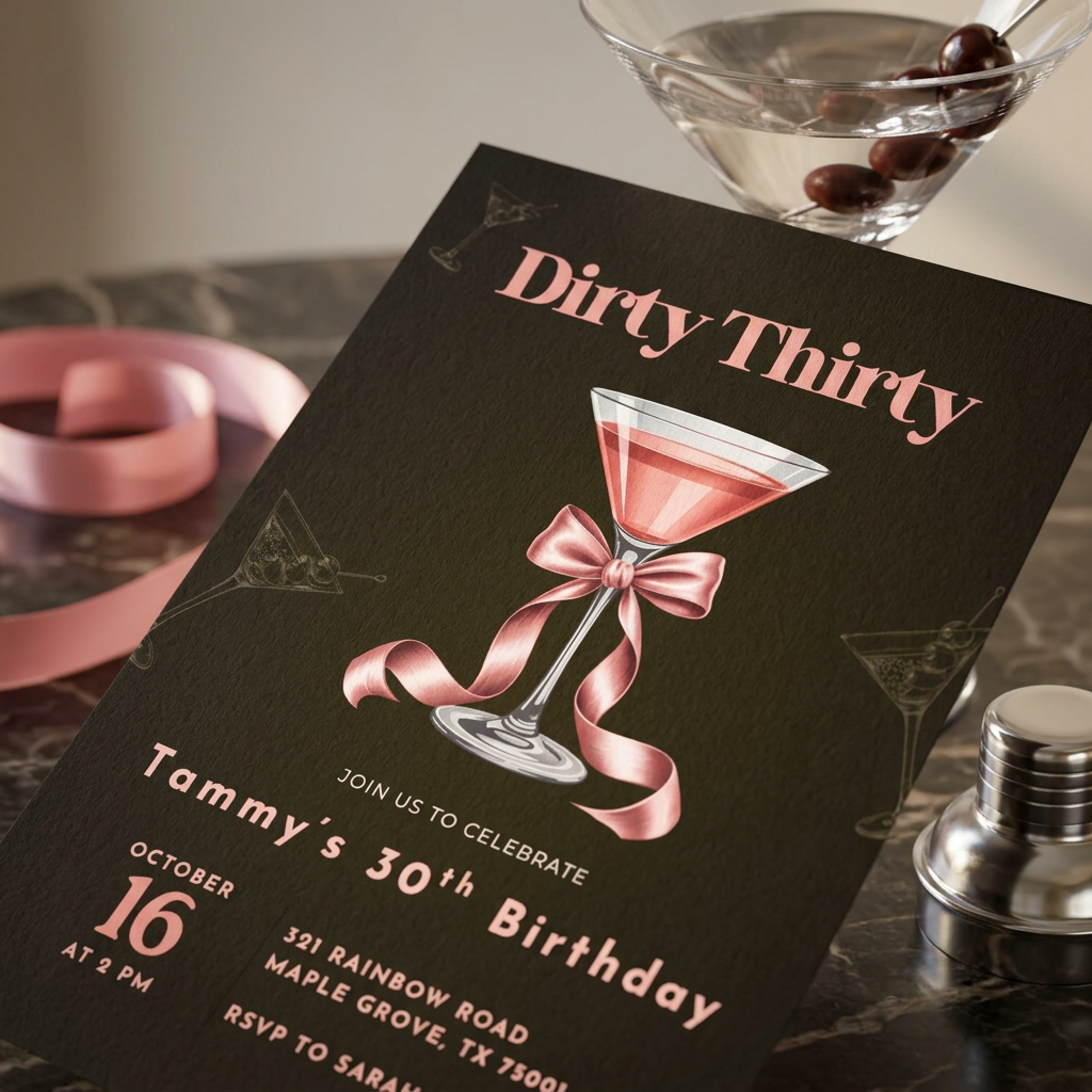 Dirty Thirty Birthday Invitation Template, Pink 30th Birthday Party Invite for Women, Editable Canva Template, Printable 5x7 Invitation