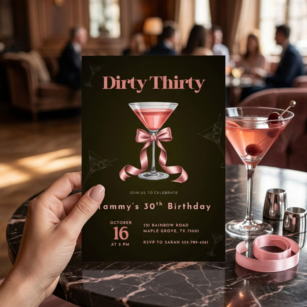 Dirty Thirty Birthday Invitation Template, Pink 30th Birthday Party Invite for Women, Editable Canva Template, Printable 5x7 Invitation