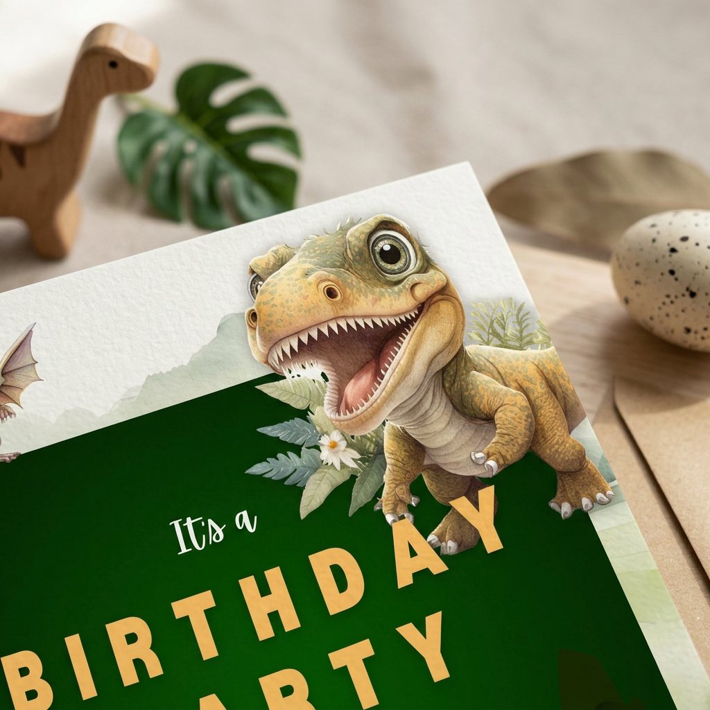 Dinosaur Birthday Party Invitation Template, Prehistoric Kids’ Birthday Invite, Editable Canva Template, Printable 5x7 Invitation