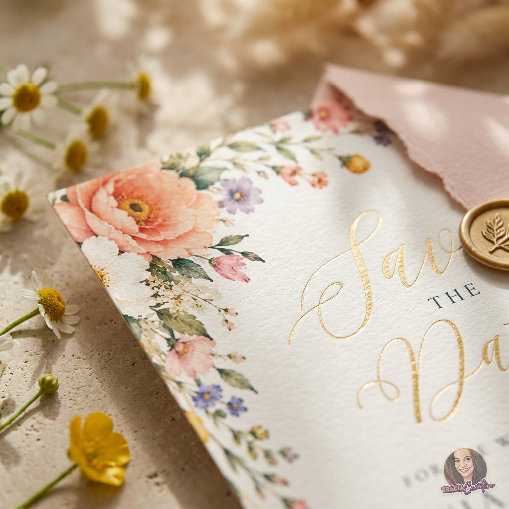 Colorful Wildflower Save the Date Template, Editable Canva Floral Wedding Announcement, 5x7