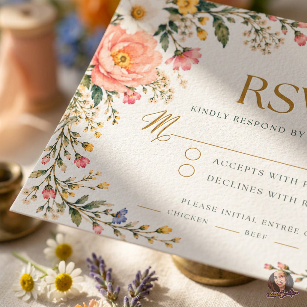 Colorful Wildflower Wedding Invitation Suite Bundle, Editable Canva Floral Wedding Templates