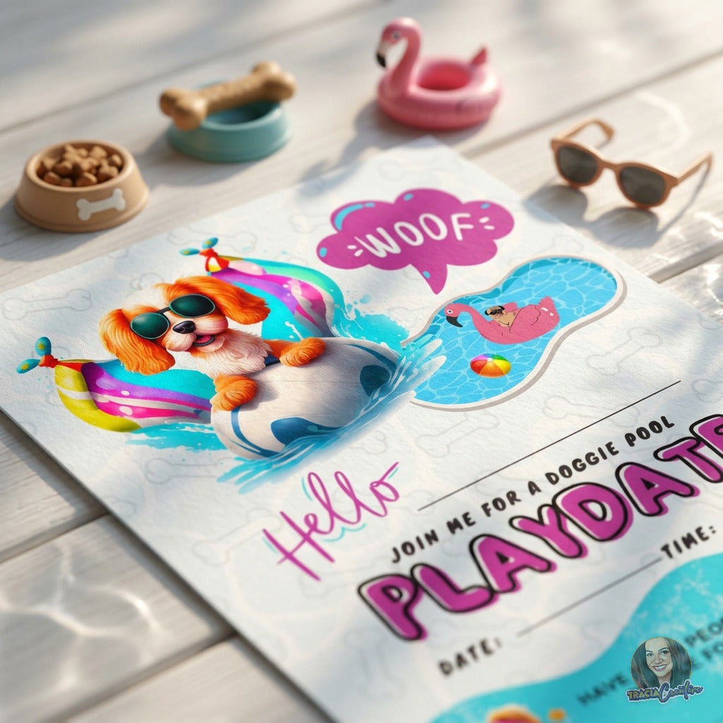 Dog Play Date Invitation Template, Puppy Party and Pet Meetup Invite, Printable PDF, Instant Download, 5x7 Invitation