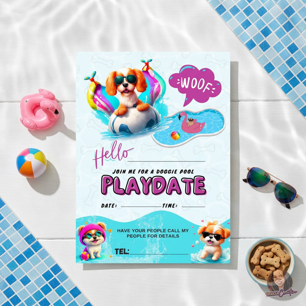 Dog Play Date Invitation Template, Puppy Party and Pet Meetup Invite, Printable PDF, Instant Download, 5x7 Invitation