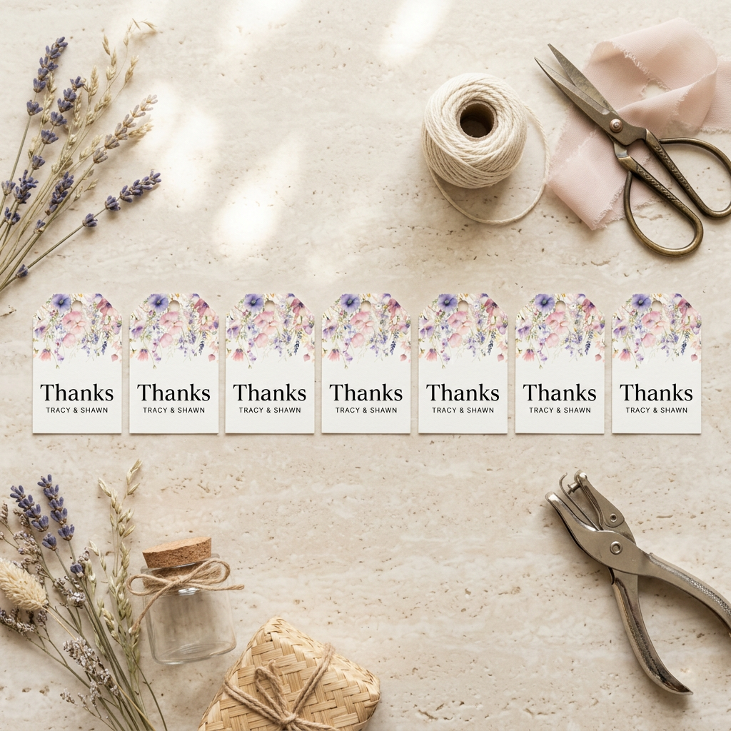 Wildflower Thank You Tag Template, Floral Wedding and Baby Shower Favor Tags, Printable Gift Tags, Editable Canva Template