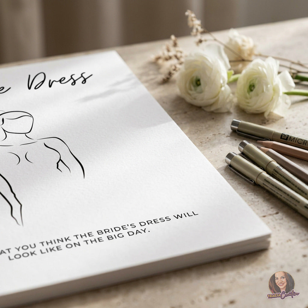 Guess the Dress Bridal Shower Game Template, Design the Wedding Dress Activity, Editable Canva Template, Printable 5x7 Game