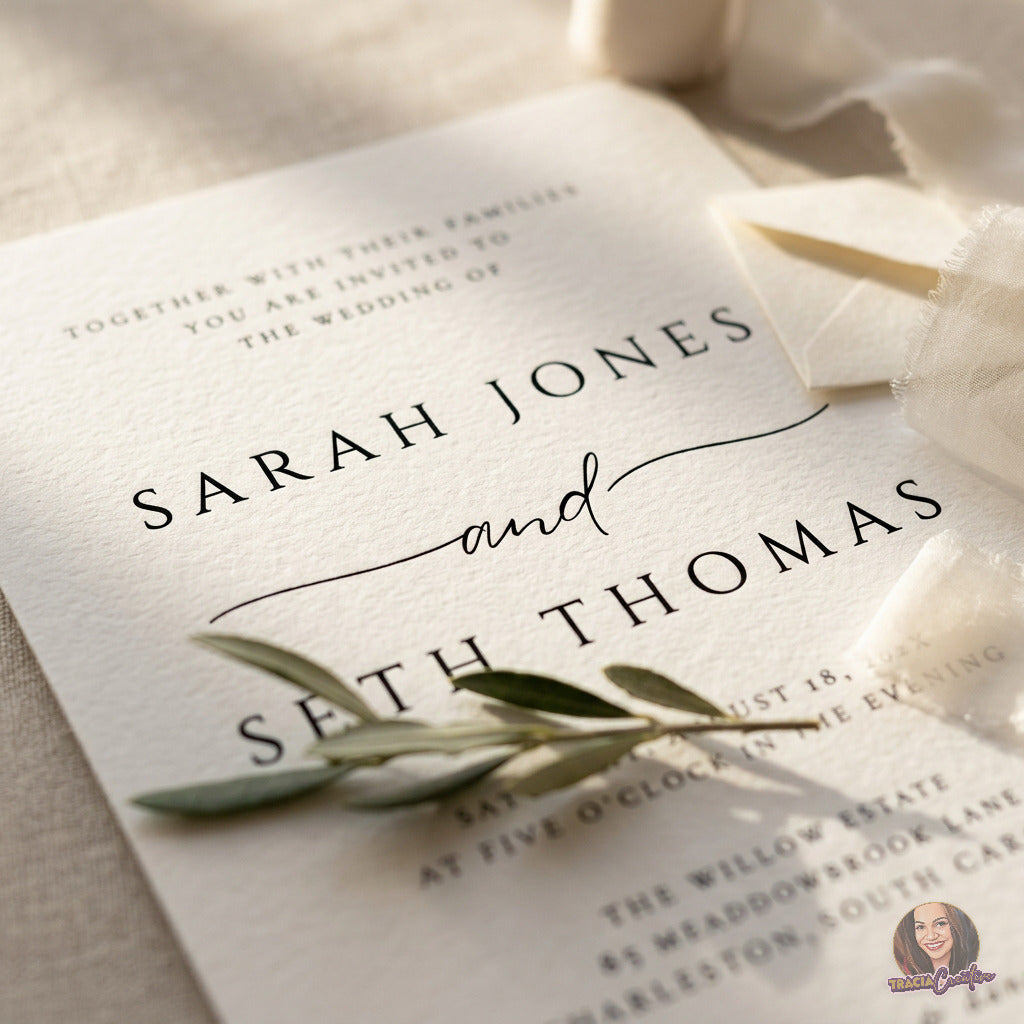 Minimalist Wedding Invitation Template, Modern Editable Canva Wedding Invite, 5x7
