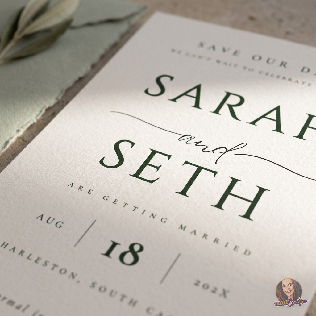 Minimalist Save the Date Template, Modern Editable Canva Wedding Announcement, 5x7